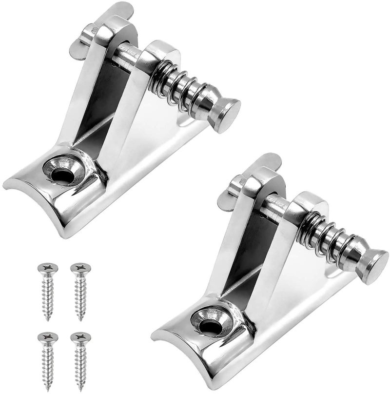 Amadget 2 PCS Bimini Top Deck Hinge 90Â°Fitting Concave Base Hardware with Quick Release Pin 316 Stainless Steel with Screws - Image 1